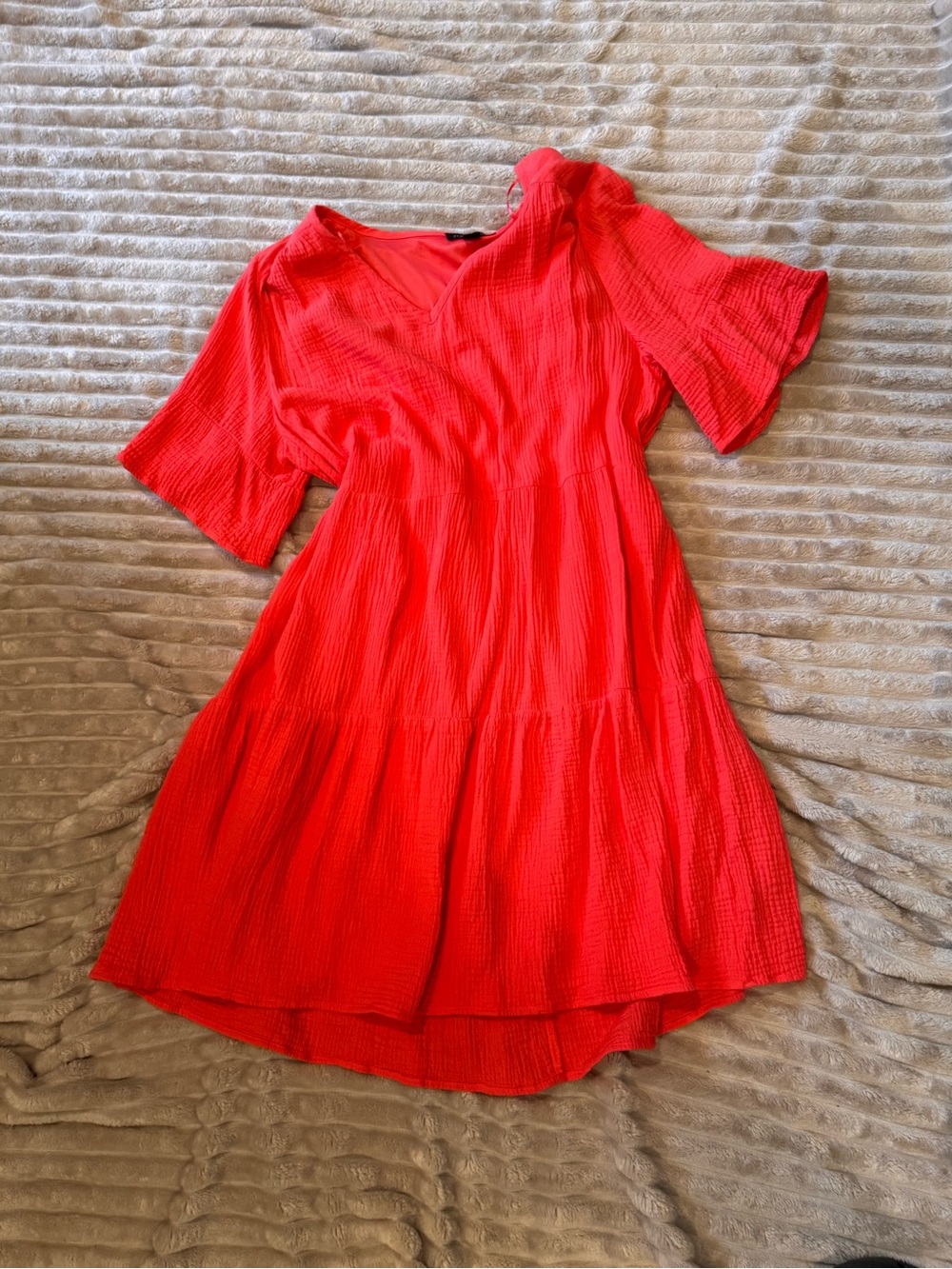 Perceptions V-Neck Tiered Gauze Boho Swing Dress - Women 2X